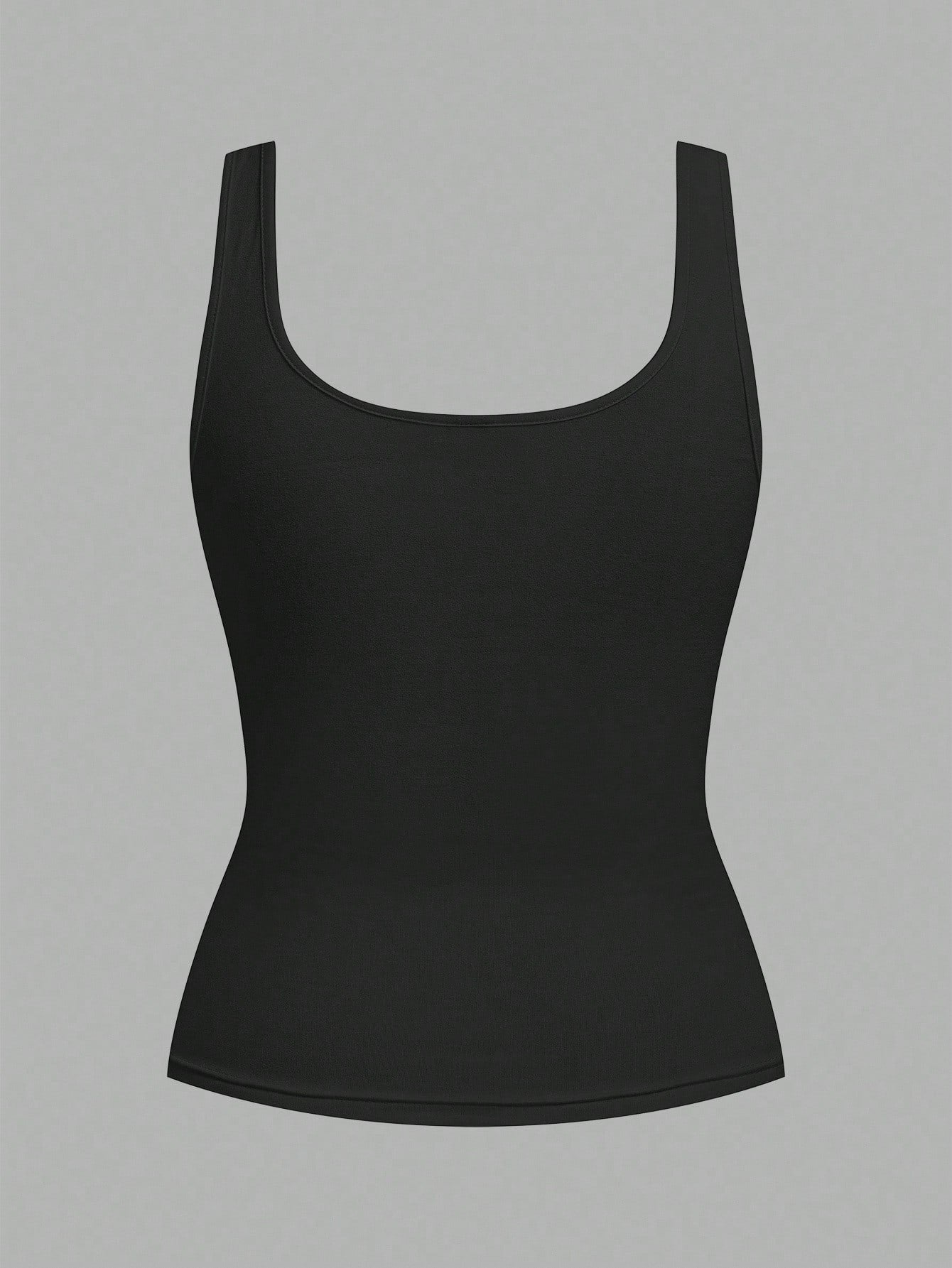 CURVE+ 2pcs Plus Size Women Casual Casual Formal Crew Neck Ruched Waist Fitted Tank Top Set, Versatile For Daily Wear Evening Black White Summer