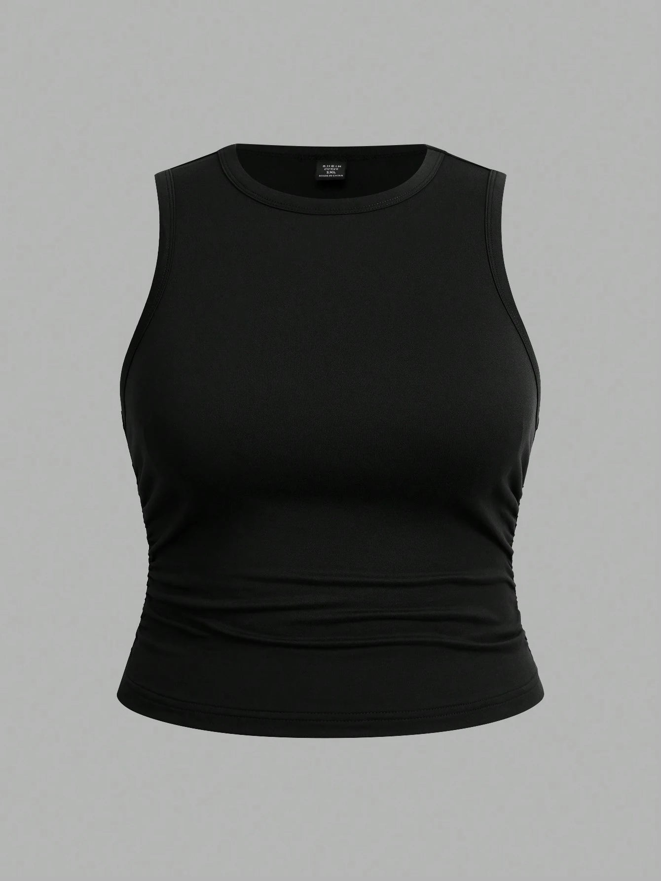 CURVE+ 3pcs Women Plus Size Solid Color Casual Round Neck Camisole Tank Top Set, Suitable For All Seasons Formal Black Chocolate Brown White Summer