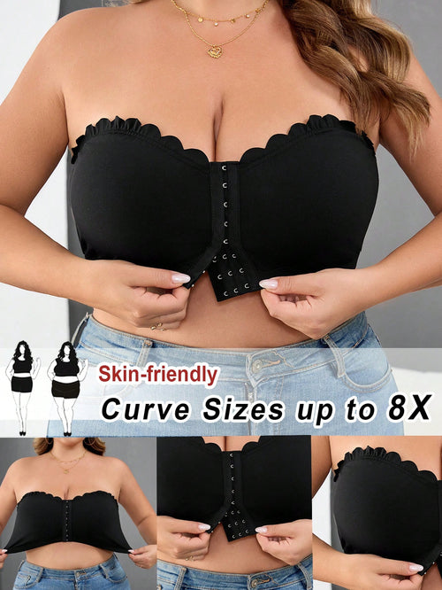 CURVE+ Curve Plus Size Women Front Button Crop Top, Fitted Camisole Black Summer Kawaii Sexy Night Out Date Night Rave Club, Clothes For Women Skin-Friendly