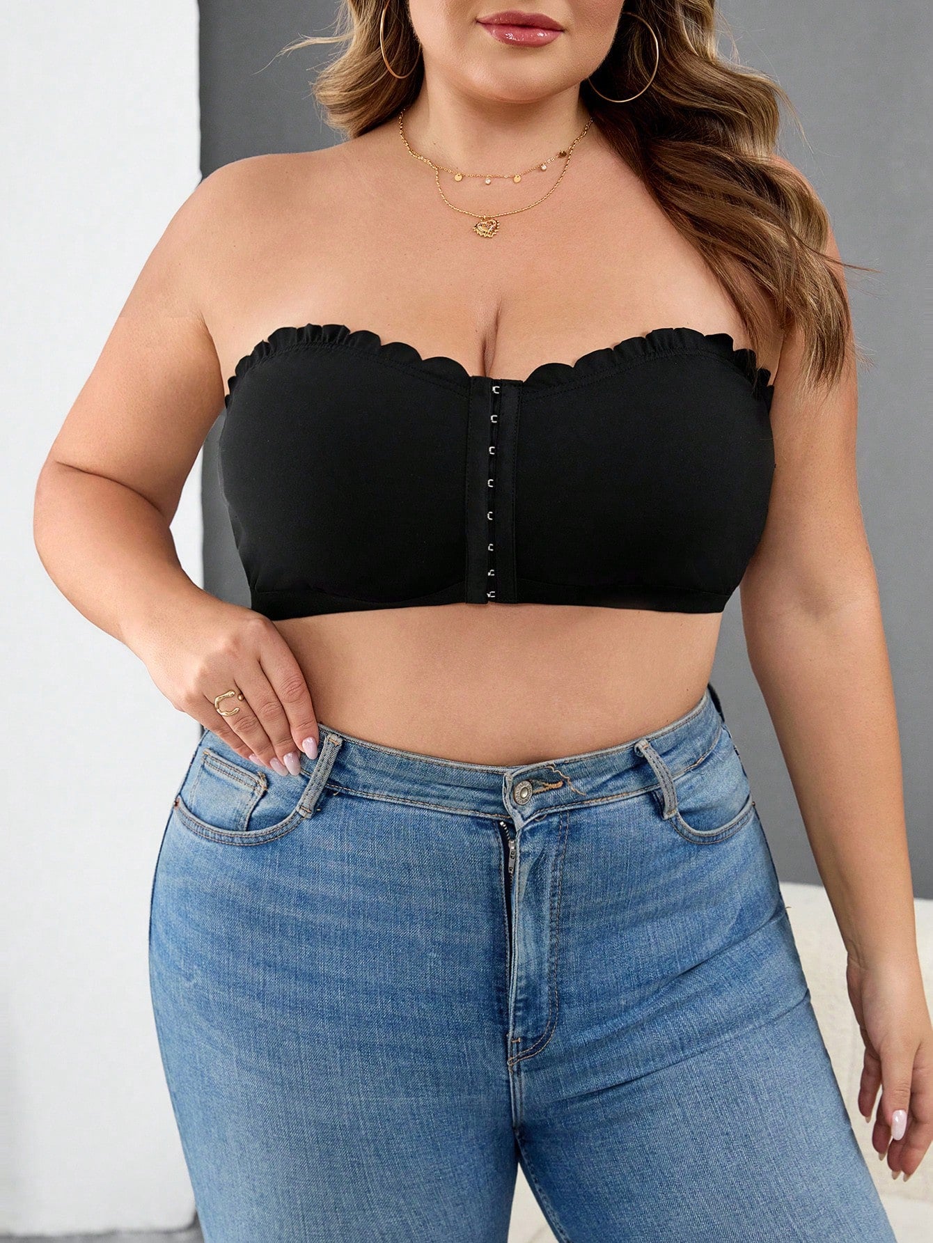 CURVE+ Curve Plus Size Women Front Button Crop Top, Fitted Camisole Black Summer Kawaii Sexy Night Out Date Night Rave Club, Clothes For Women Skin-Friendly