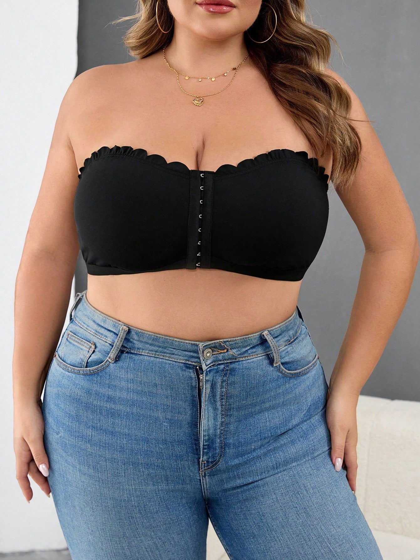 CURVE+ Curve Plus Size Women Front Button Crop Top, Fitted Camisole Black Summer Kawaii Sexy Night Out Date Night Rave Club, Clothes For Women Skin-Friendly