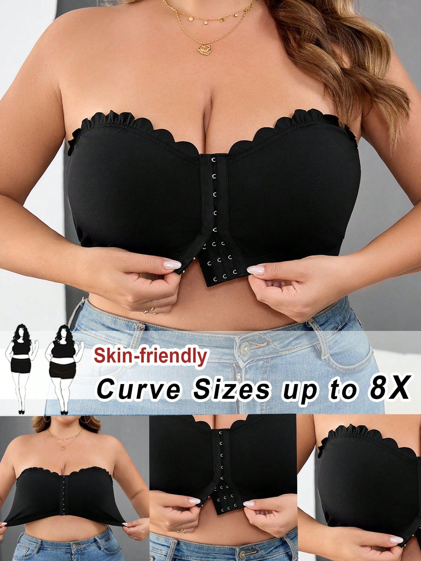 CURVE+ Curve Plus Size Women Front Button Crop Top, Fitted Camisole Black Summer Kawaii Sexy Night Out Date Night Rave Club, Clothes For Women Skin-Friendly