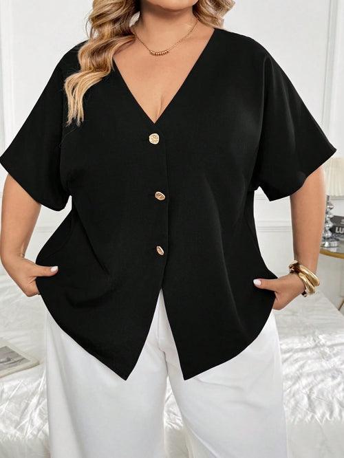 CURVE+ Plus Size Casual Casual Formal Elegant Sexy Solid Color Batwing Sleeve Open, Fall Winter 2026 22W