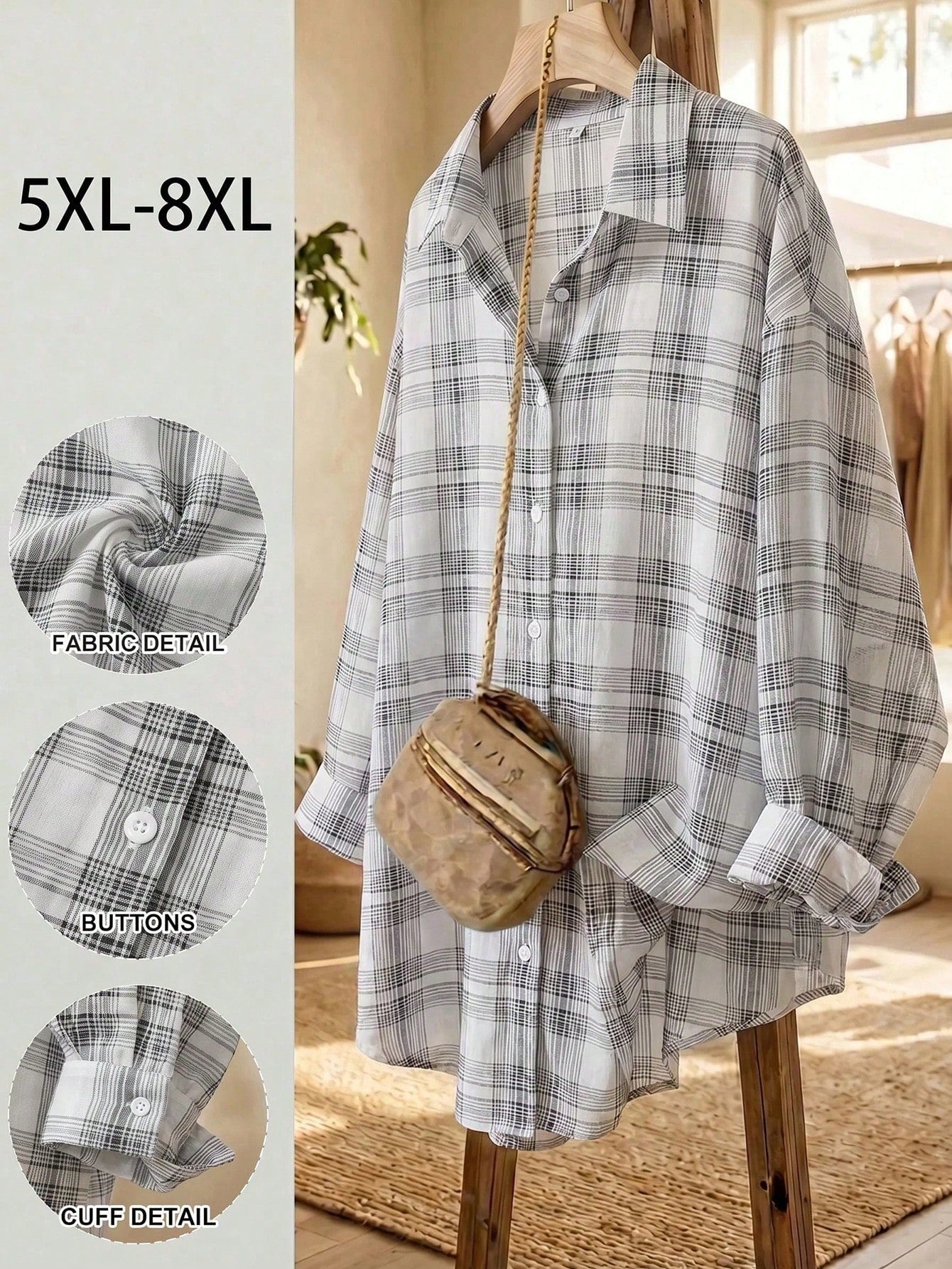 CURVE+ Plus Size Long Sleeve Casual Striped Shirt,Fall Women Clothes