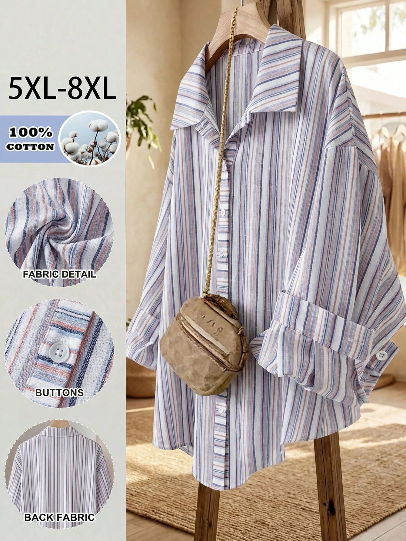 CURVE+ Plus Size Women's Autumn Casual Vacation Geometric Print Long Sleeve Casual Loose Comfy Shirt,Thanksgiving Holiday Fall