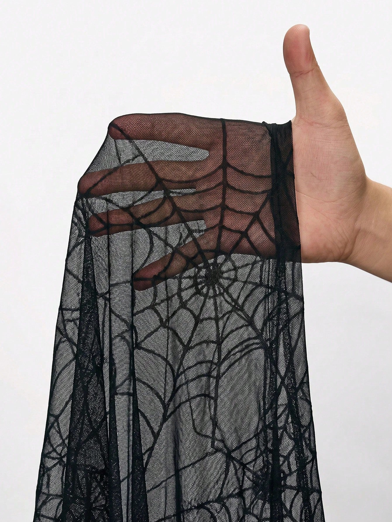 CURVE+ Plus Size Women's Black Spider Web Pattern Sheer Top, Halloween