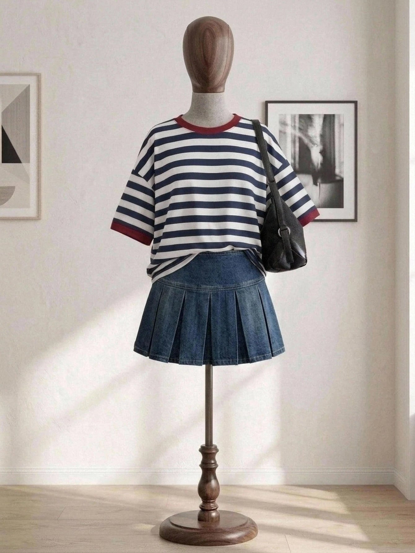 CURVE+ Striped Round Neck Short Sleeve Contrast Color Overseas Loose T-Shirt, Suitable For Daily Commute, Autumn/Winter/Spring/Summer, New Year, Thanksgiving, Party, Graduation Ceremony, Fashion