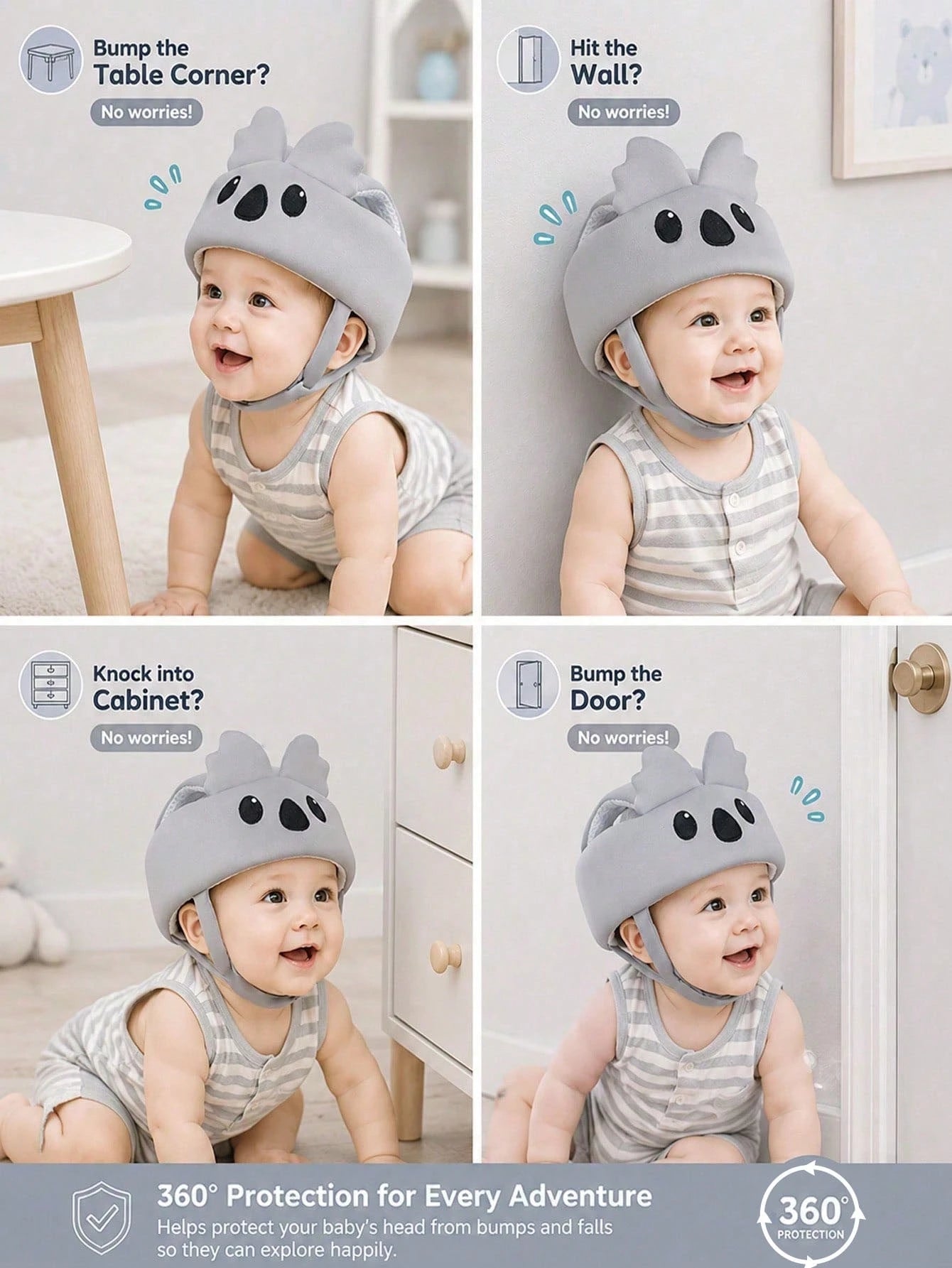 Cute Bear Anti-Fall Baby Walking Hat, Anti-Collision Protective Headgear For Toddlers Learning To Walk, Children's Safety Head Protector