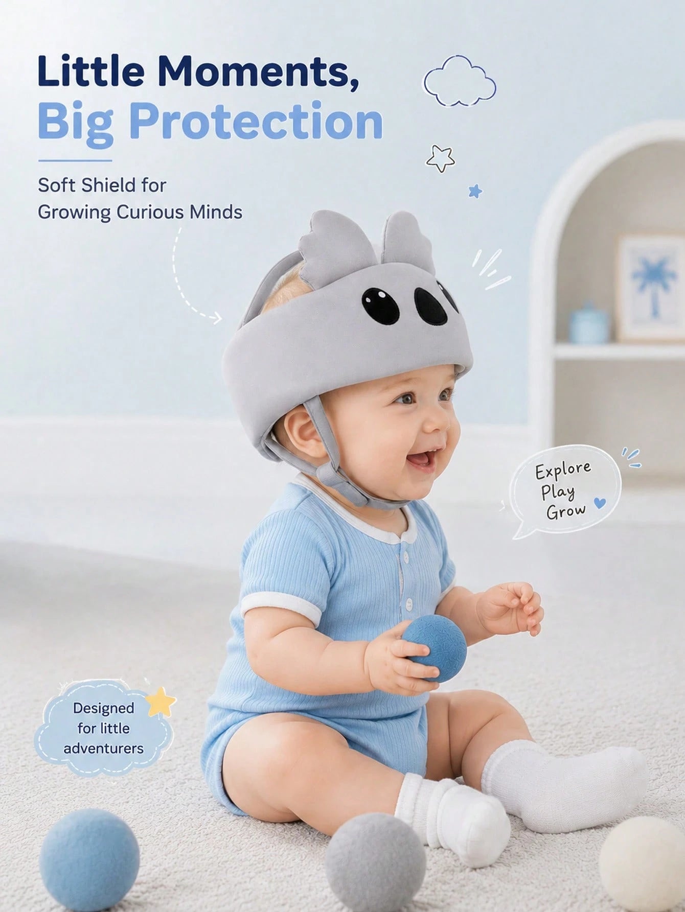 Cute Bear Anti-Fall Baby Walking Hat, Anti-Collision Protective Headgear For Toddlers Learning To Walk, Children's Safety Head Protector