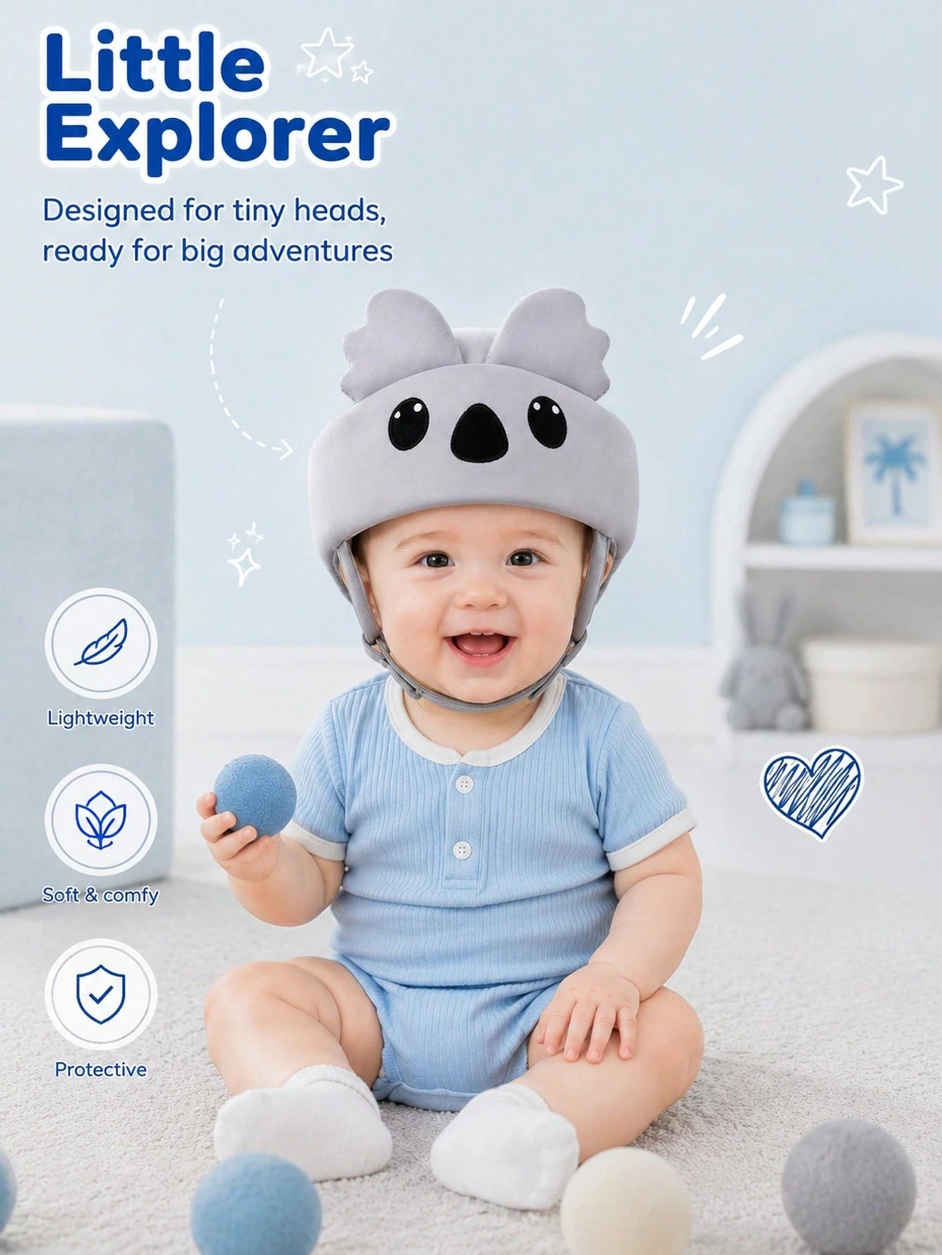Cute Bear Anti-Fall Baby Walking Hat, Anti-Collision Protective Headgear For Toddlers Learning To Walk, Children's Safety Head Protector