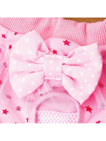 Cute Cartoon Pet Physiological Panties, With Lace Trim & Bow Decor, Multipurpose Dog Menstrual Diaper, Sanitary Pants For Small Dogs