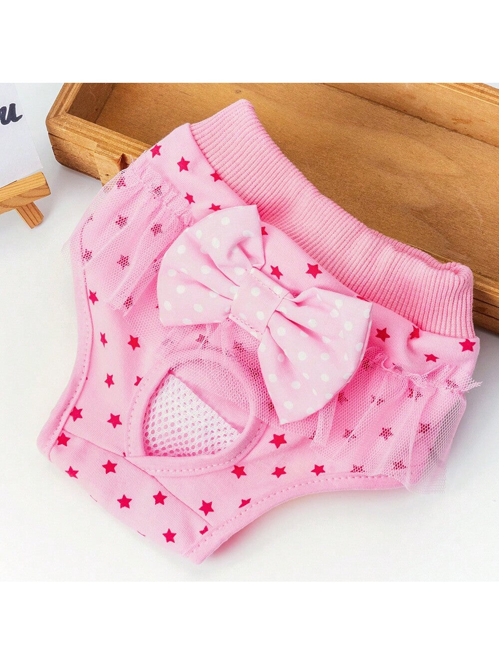 Cute Cartoon Pet Physiological Panties, With Lace Trim & Bow Decor, Multipurpose Dog Menstrual Diaper, Sanitary Pants For Small Dogs