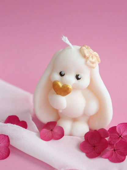 Cute Drooping Ear Rabbit, Heart, Butterfly Silicone Candle Mold. 3D Stereoscopic Relief Craftsmanship, Reproducing Soft Plush Rabbit Texture, Exquisite And Adorable Design. Made Of High-Quality Soft S