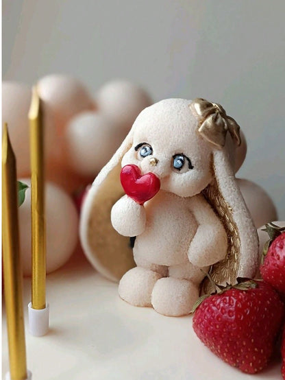 Cute Drooping Ear Rabbit, Heart, Butterfly Silicone Candle Mold. 3D Stereoscopic Relief Craftsmanship, Reproducing Soft Plush Rabbit Texture, Exquisite And Adorable Design. Made Of High-Quality Soft S