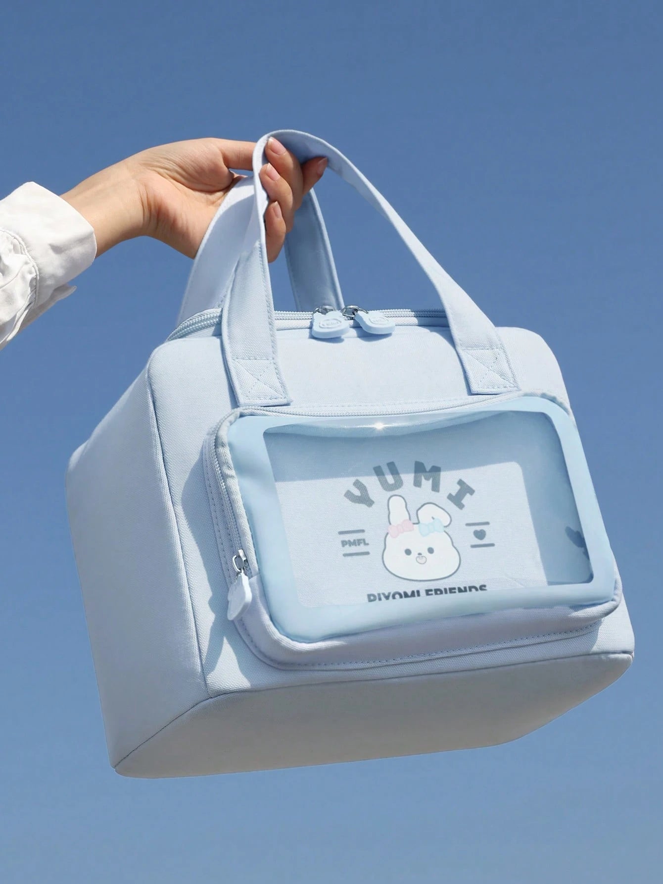 Cute Handheld Insulated Lunch Bag, Cartoon Portable Large Capacity Aluminum Foil Lining Thermal Lunch Box Bag, Waterproof Dustproof Food Storage Bag, Zipper Opening Reusable Fabric Cooler/Picnic Bag