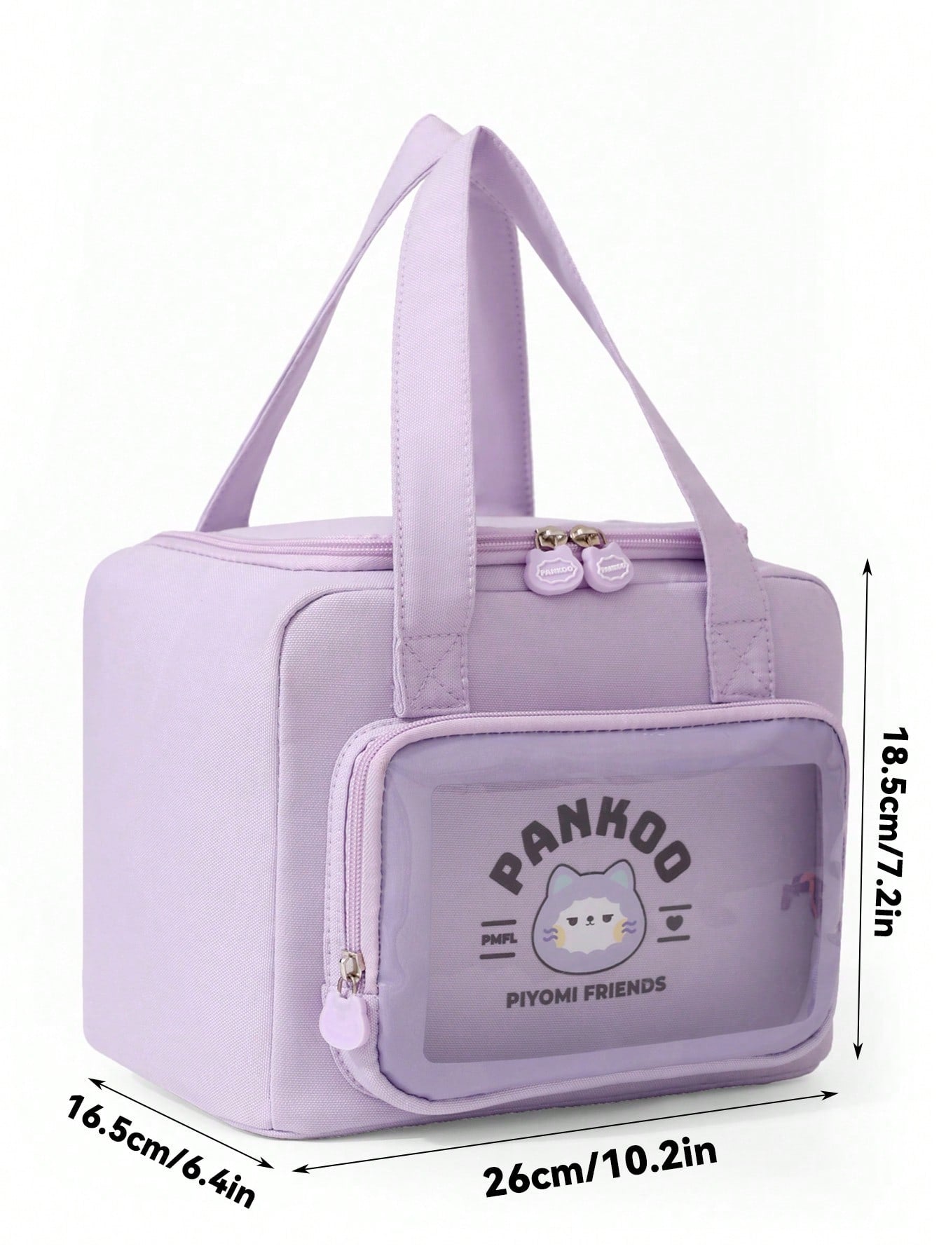 Cute Handheld Insulated Lunch Bag, Cartoon Portable Large Capacity Aluminum Foil Lining Thermal Lunch Box Bag, Waterproof Dustproof Food Storage Bag, Zipper Opening Reusable Fabric Cooler/Picnic Bag