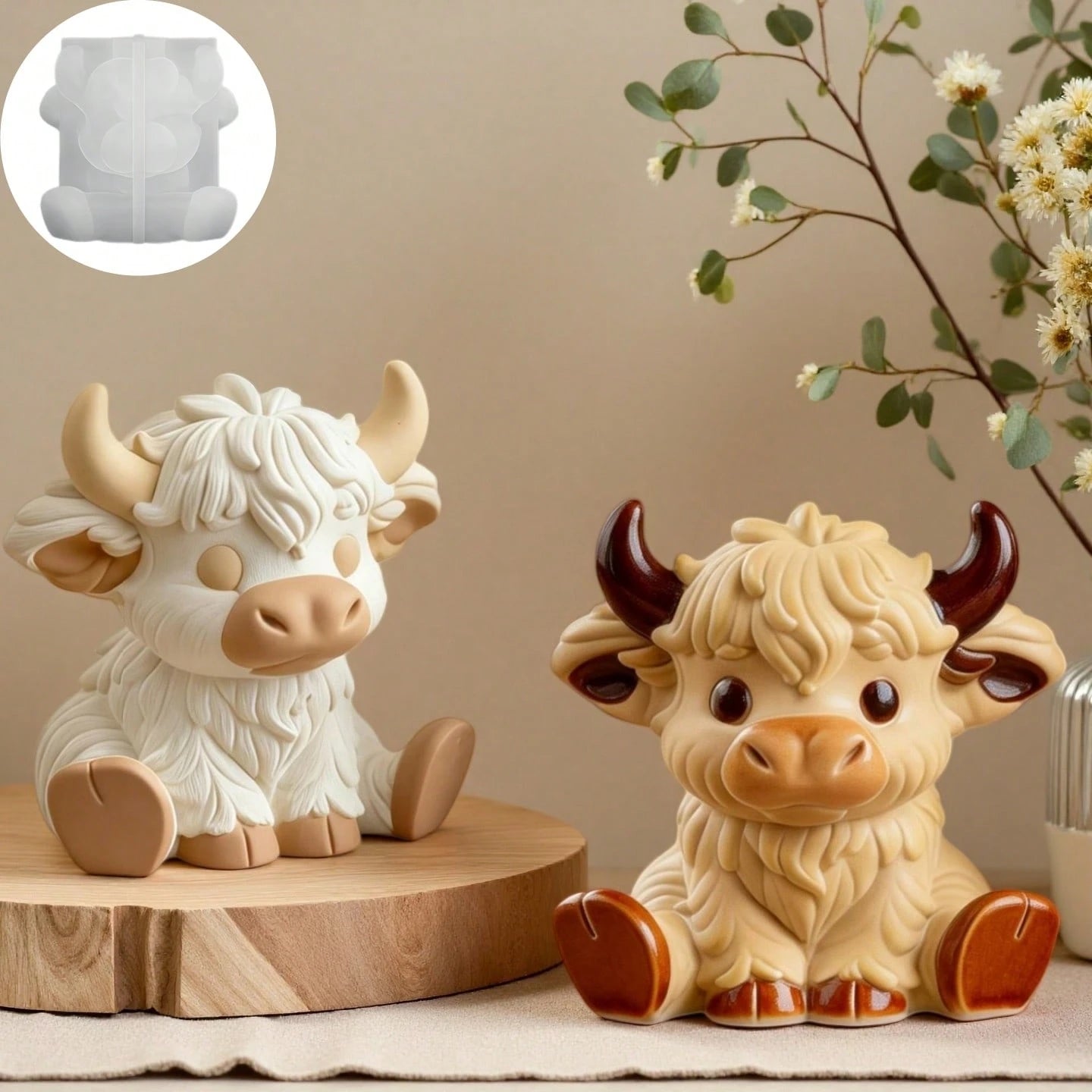 Cute Highland Cow Silicone Mold, 3D Animal Shaped DIY Candle, Soap, Bath Bomb & Plaster Sculpture Craft For Home Decor