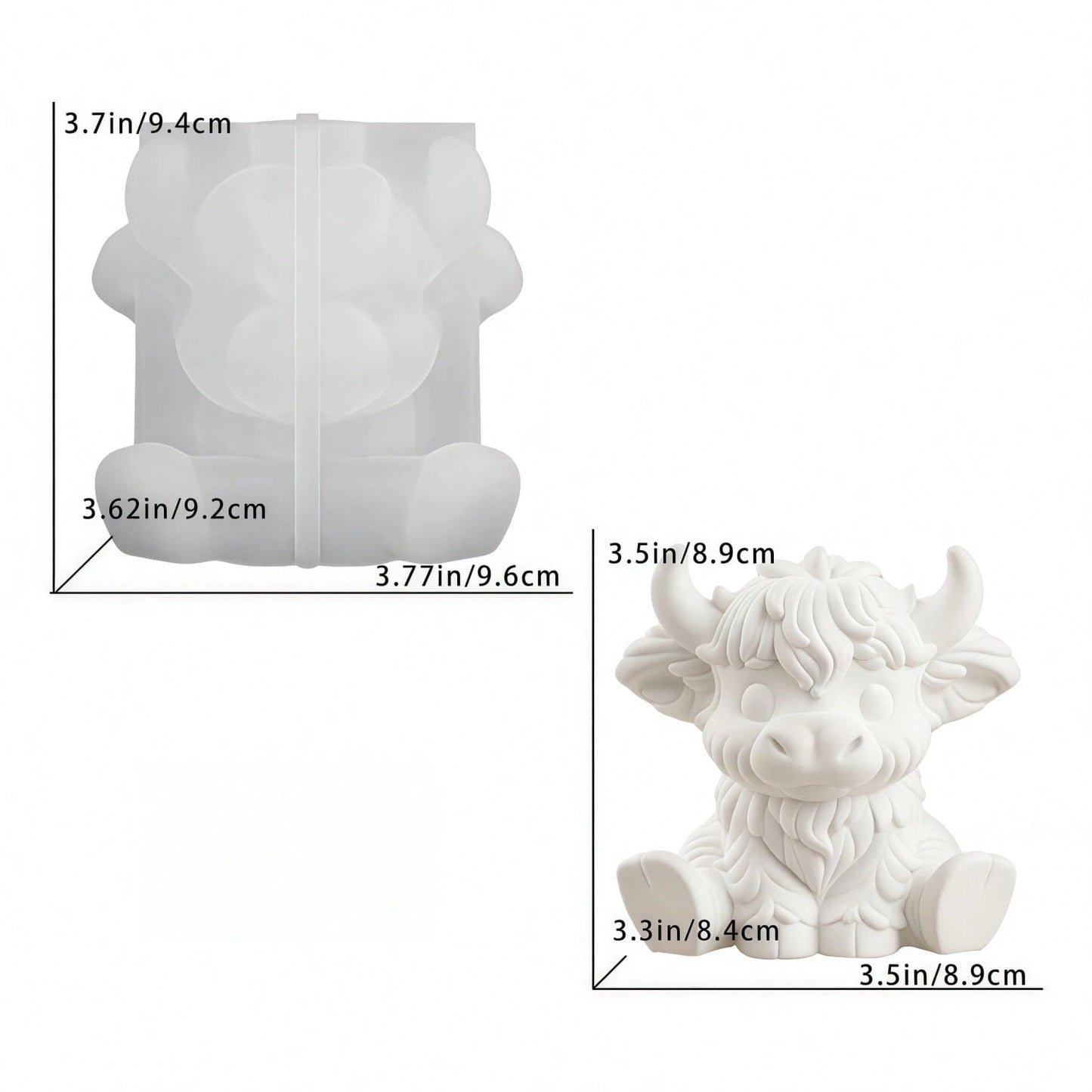 Cute Highland Cow Silicone Mold, 3D Animal Shaped DIY Candle, Soap, Bath Bomb & Plaster Sculpture Craft For Home Decor