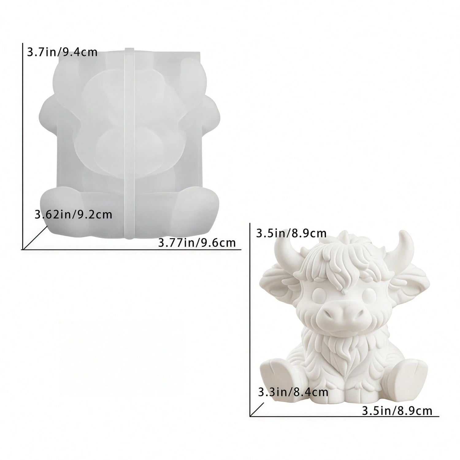 Cute Highland Cow Silicone Mold, 3D Animal Shaped DIY Candle, Soap, Bath Bomb & Plaster Sculpture Craft For Home Decor