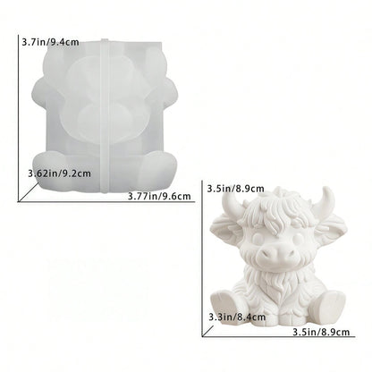 Cute Highland Cow Silicone Mold, 3D Animal Shaped DIY Candle, Soap, Bath Bomb & Plaster Sculpture Craft For Home Decor