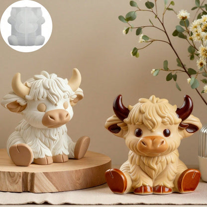 Cute Highland Cow Silicone Mold, 3D Animal Shaped DIY Candle, Soap, Bath Bomb & Plaster Sculpture Craft For Home Decor