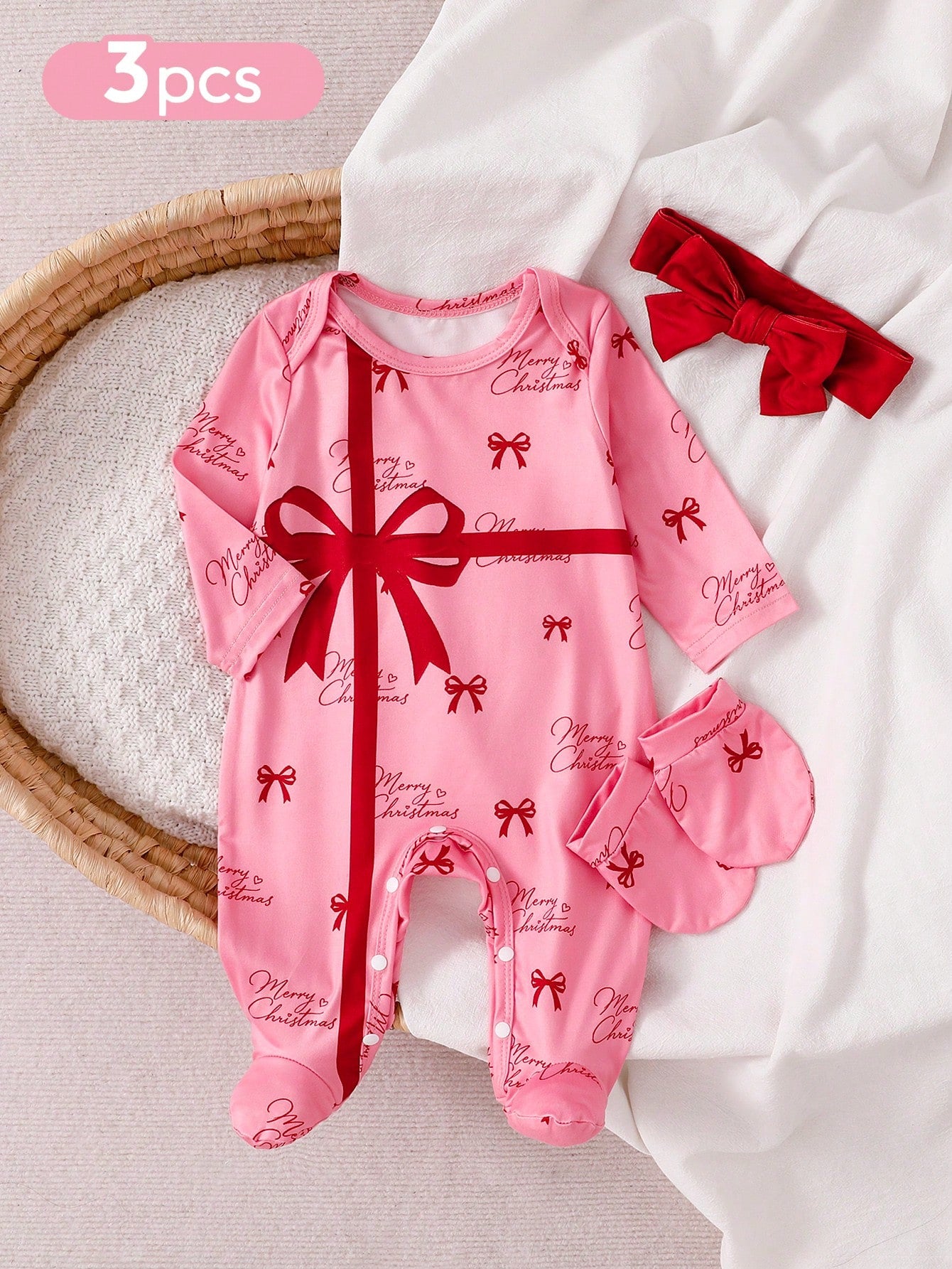 Cute Newborn Baby Pajamas,4 Piece Pajama Set Floral Sleepwear Set,Light Pink Peter Pan Collar Long Sleeve Pants,Hat,Booties,Autumn Baby Shower Gift