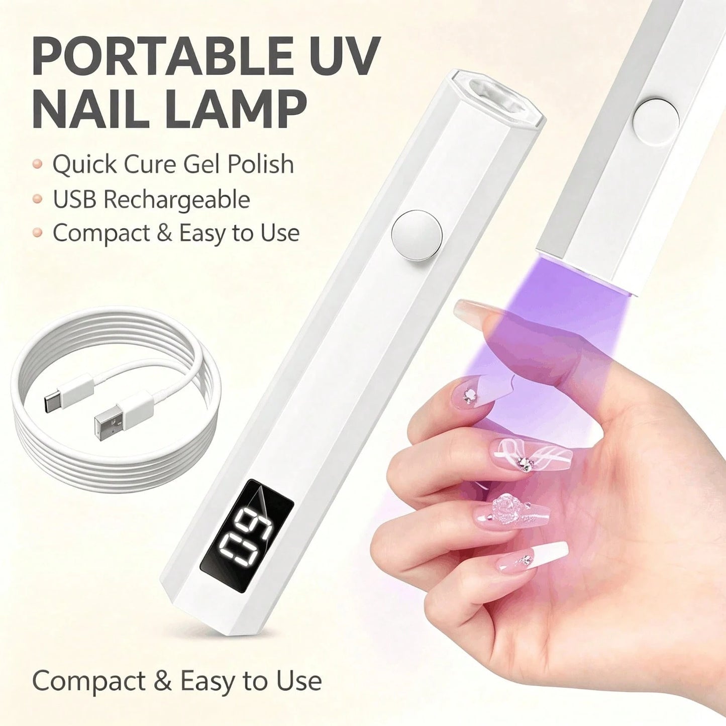 Cute Pink Portable UV Nail Lamp Durable Solid Construction High Quality LEDs For Long Term Use