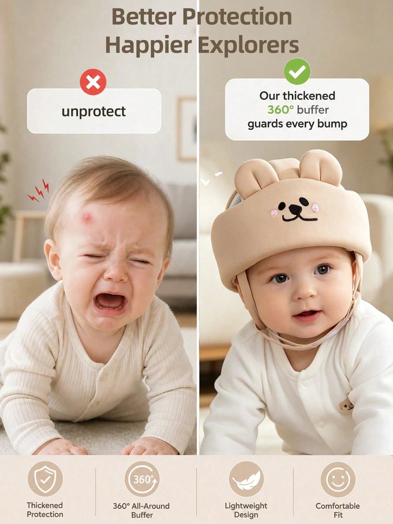 Cute Rabbit Anti-Fall Hat, Baby Anti-Fall Hat, Toddler Walking Hat, Anti-Collision Hat, Baby Walking Protection Hat, Children Anti-Fall Head Protection Hat, Toddler Head Protection Anti-Fall Hat, Baby