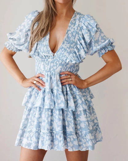 Dalia Dress - Blue Floral - SHOPJAUS - JAUS