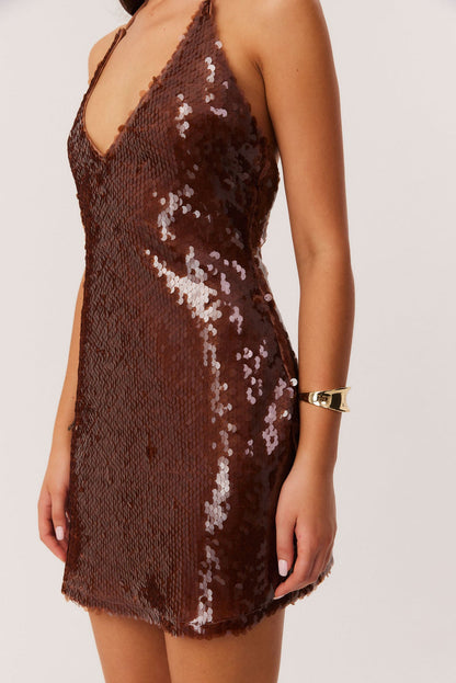 Dalina Mini Dress - Mocha