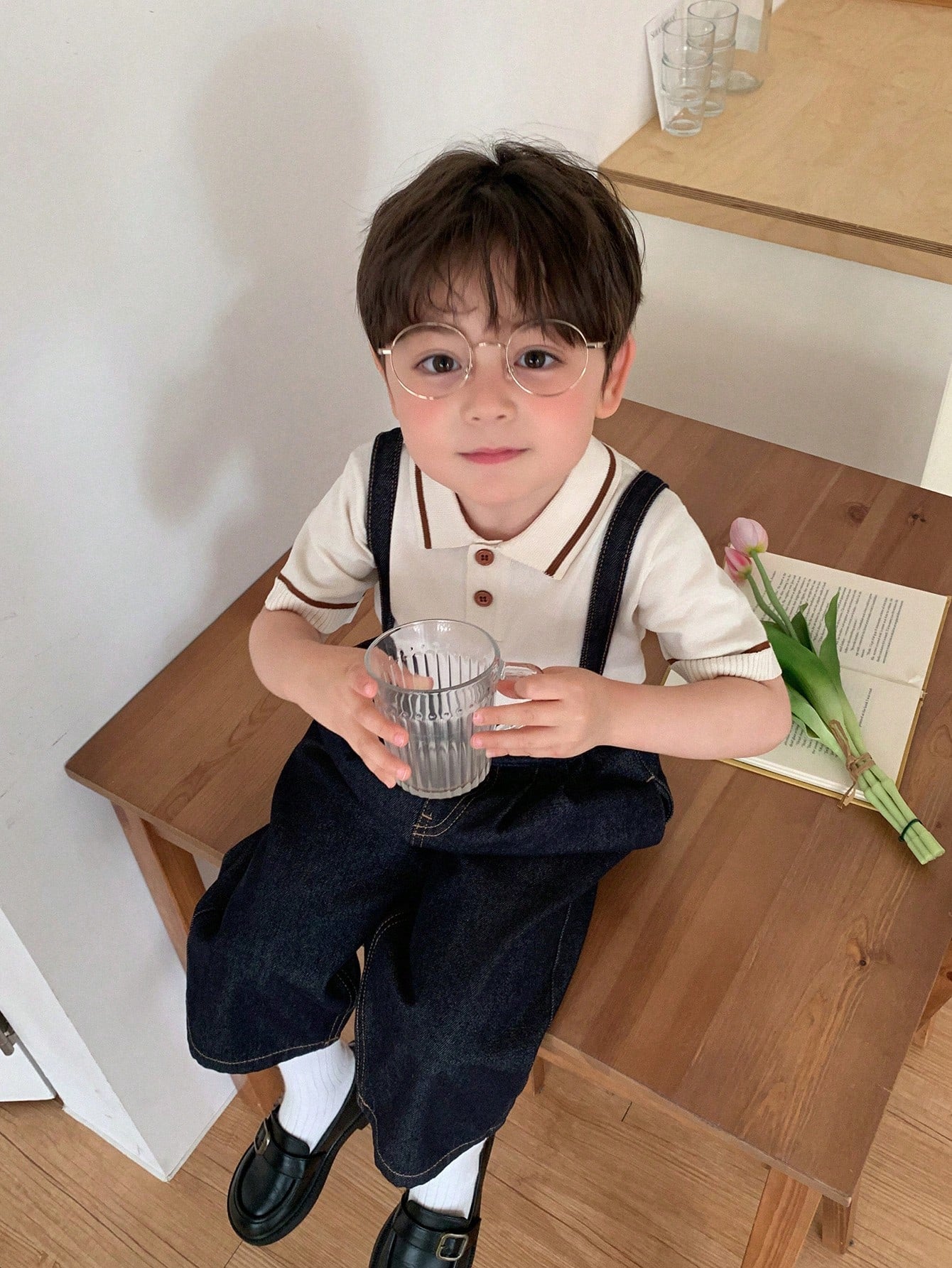 DAZY Infant (Boy) Washed Korean Style Denim Overalls