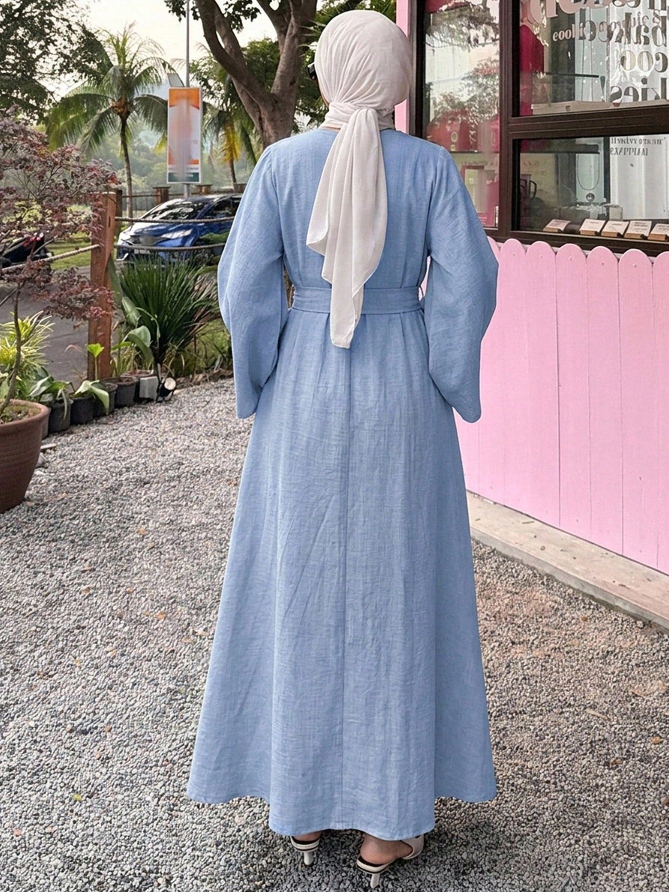DAZY Spring Summer Casual Vacation Style Loose Long Sleeve Women's Long Dress Sundress