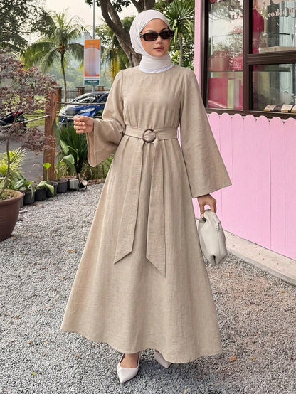 DAZY Spring Summer Casual Vacation Style Loose Long Sleeve Women's Long Dress Sundress
