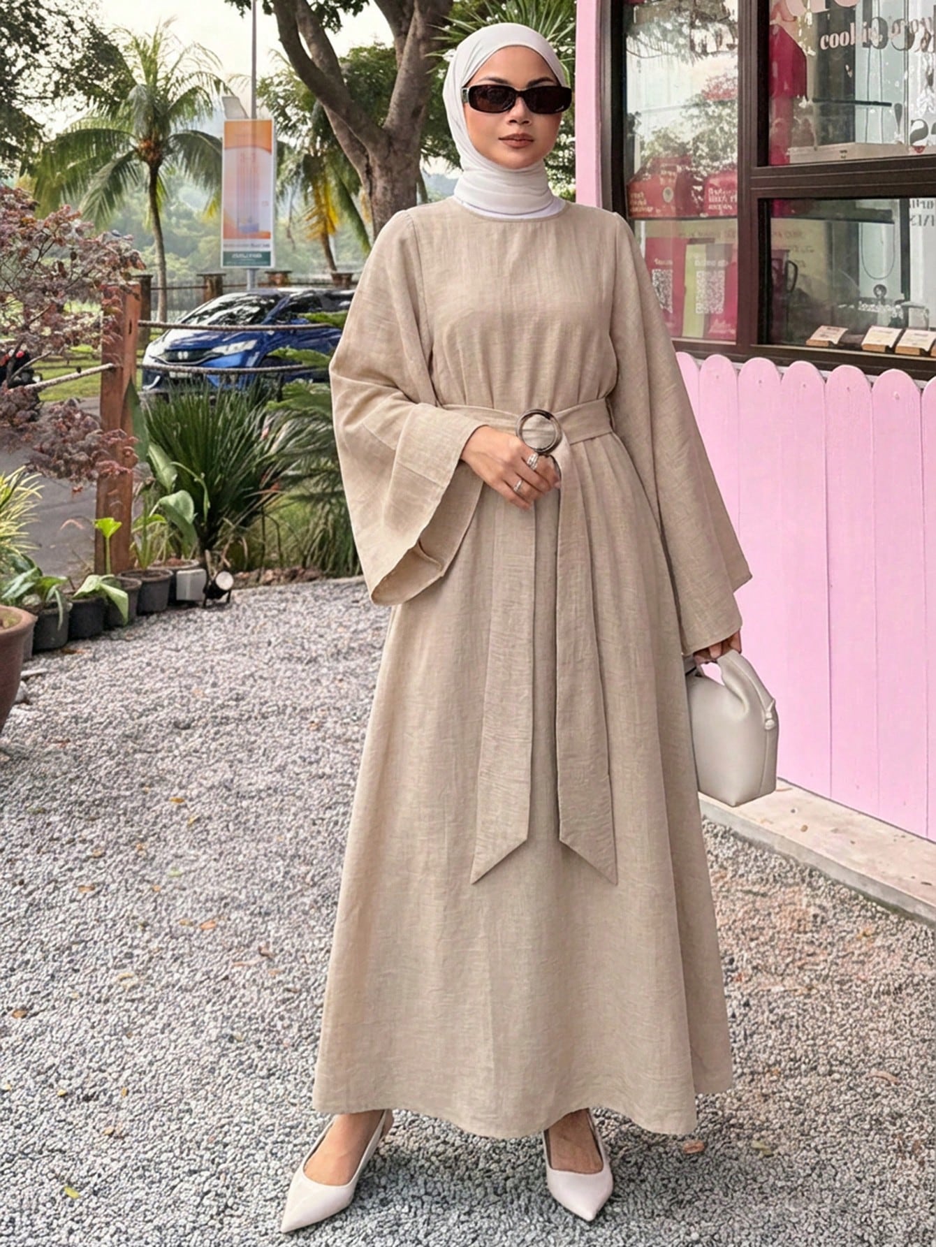 DAZY Spring Summer Casual Vacation Style Loose Long Sleeve Women's Long Dress Sundress