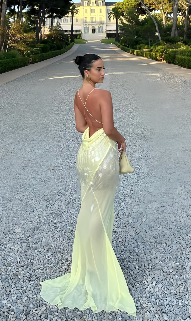Deep V-Neck Chiffon Evening Prom Dresses, Sequin Mermaid Party Gown, AST1488