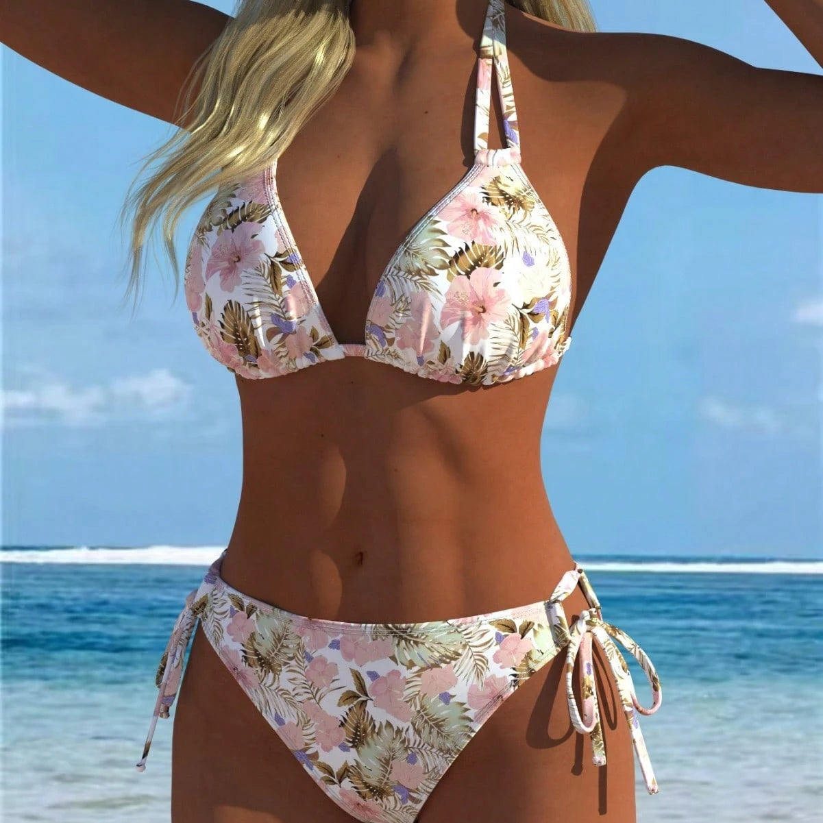 Designer Printed Halter Bikini Summer Beach Fashion Swimwear