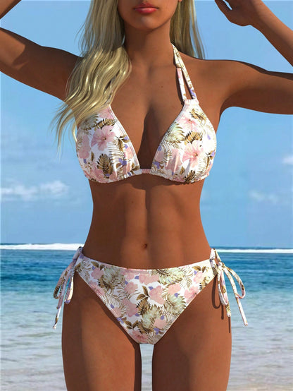 Designer Printed Halter Bikini Summer Beach Fashion Swimwear