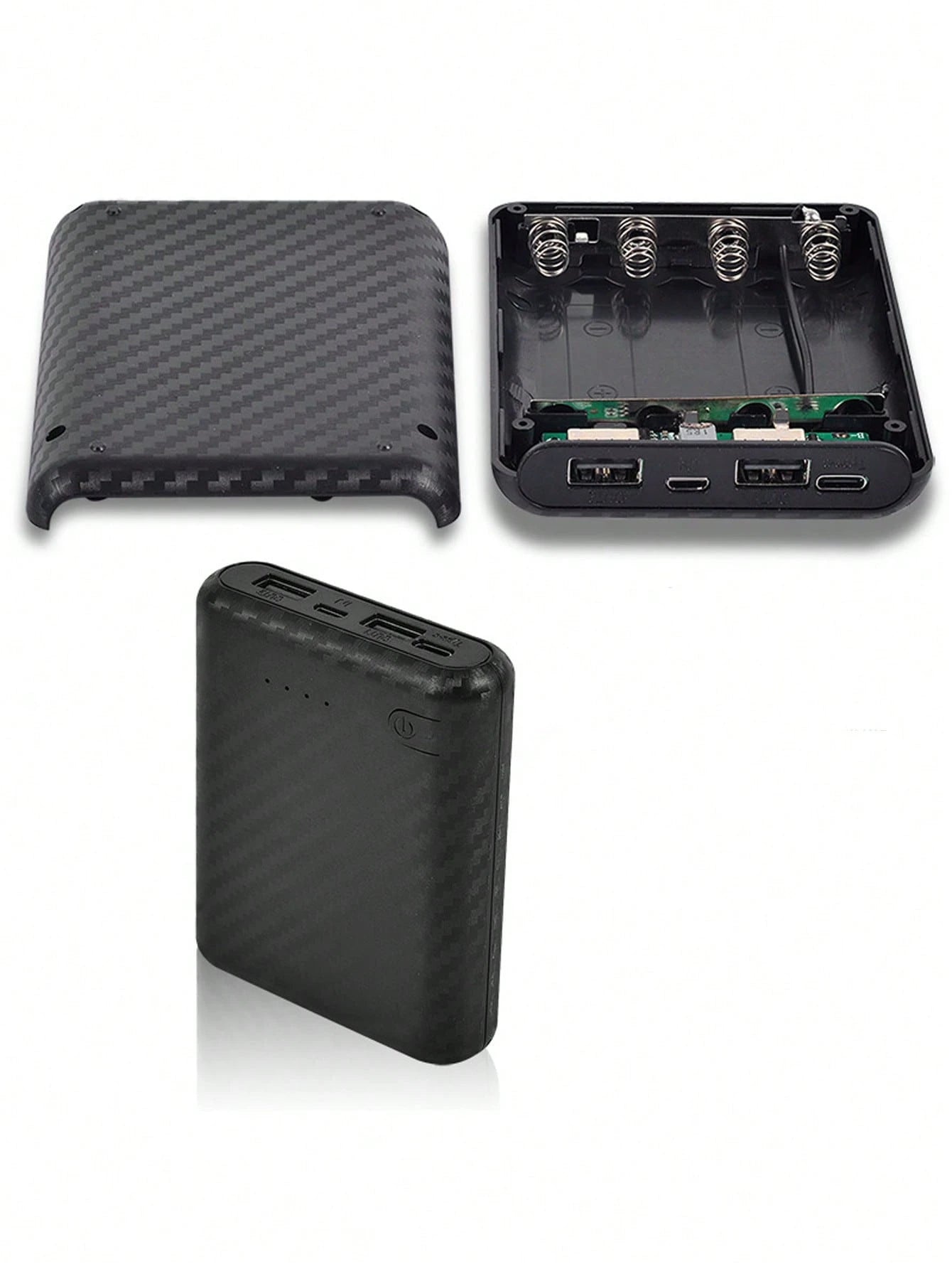 Detachable 4-Section 18650 Battery Box, Small-Capacity Powerbank Kit, Solderless Portable Power Bank Kit