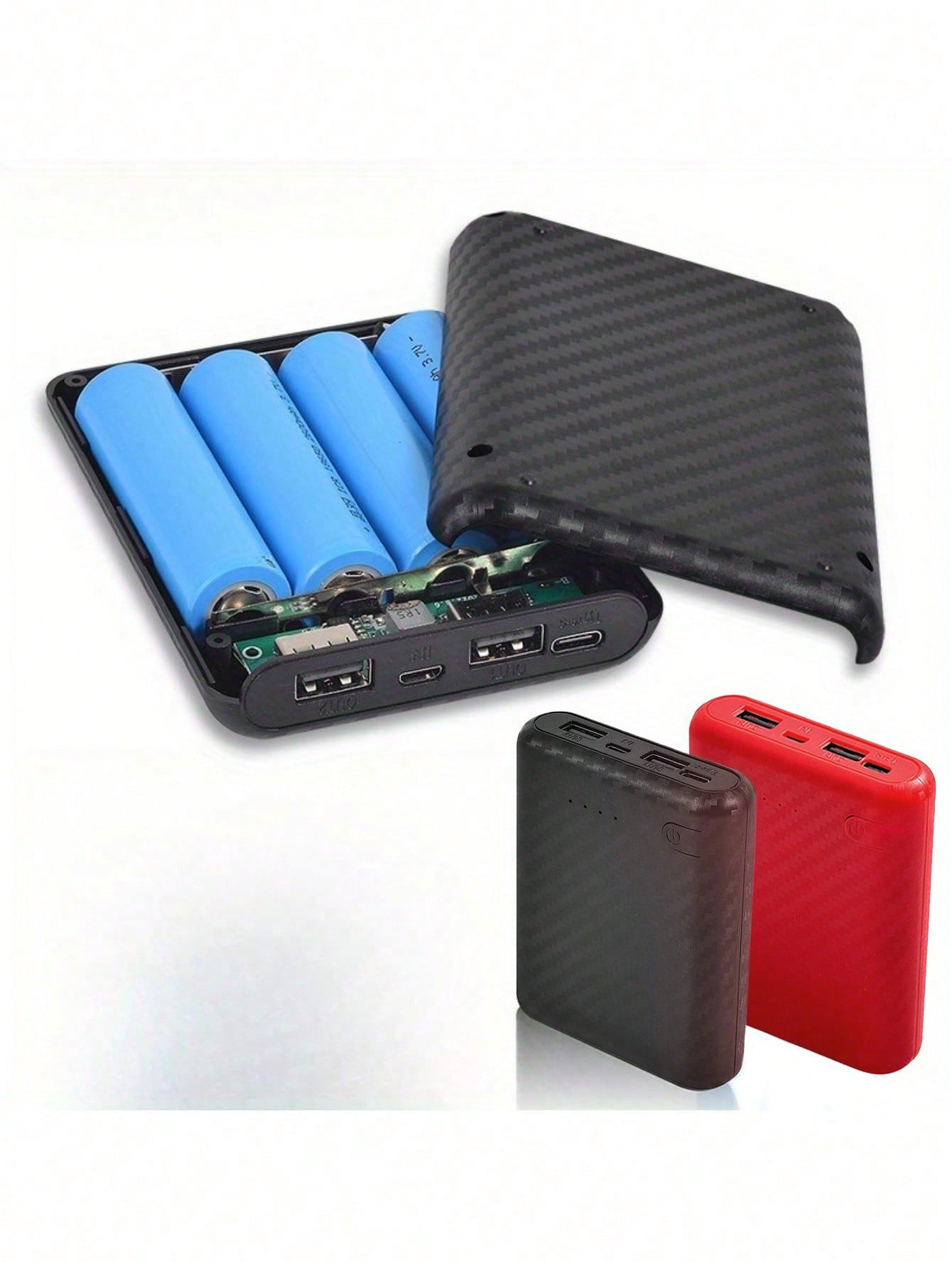 Detachable 4-Section 18650 Battery Box, Small-Capacity Powerbank Kit, Solderless Portable Power Bank Kit