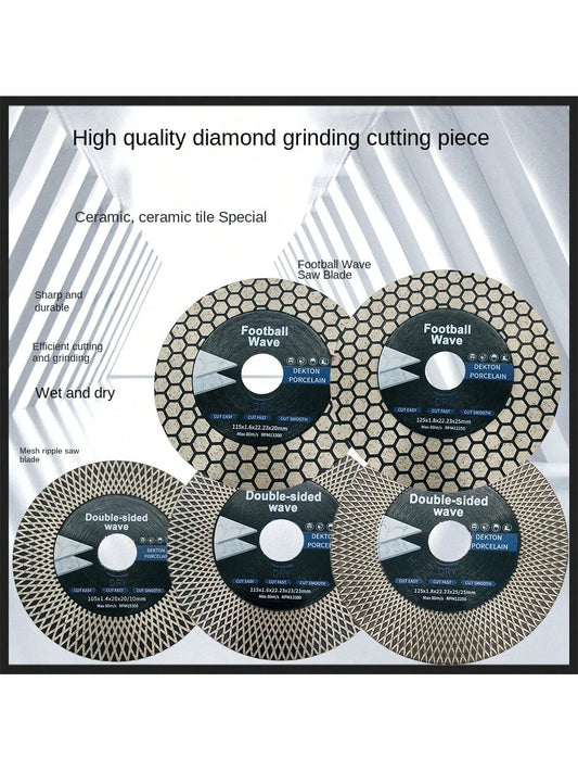 Diamond Saw Blades, Net Wave Saw Blades/ Football Wave Saw Blades, Grinding And Cutting Discs, Suitable For: Vitrified Tiles/ Ceramics/ Tiles, Grinding And Cutting, Models: 105/115/125mm, Applicabl