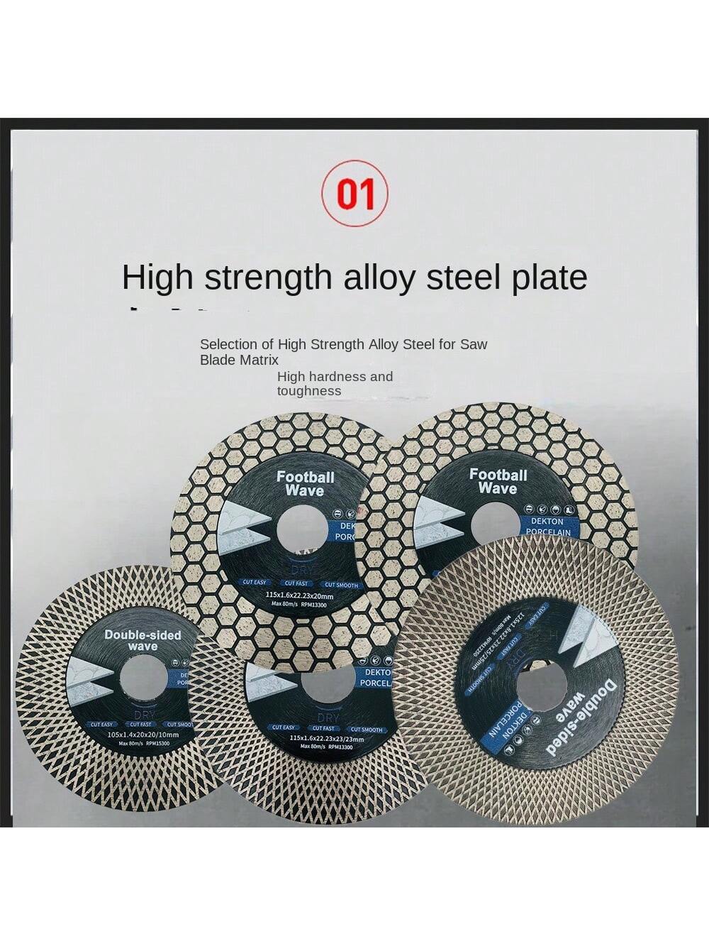 Diamond Saw Blades, Net Wave Saw Blades/ Football Wave Saw Blades, Grinding And Cutting Discs, Suitable For: Vitrified Tiles/ Ceramics/ Tiles, Grinding And Cutting, Models: 105/115/125mm, Applicabl