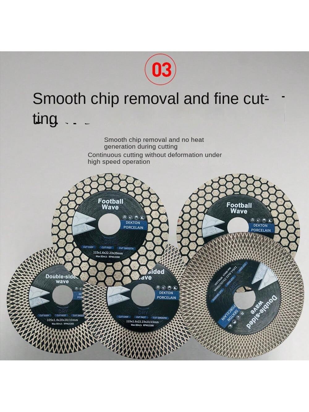 Diamond Saw Blades, Net Wave Saw Blades/ Football Wave Saw Blades, Grinding And Cutting Discs, Suitable For: Vitrified Tiles/ Ceramics/ Tiles, Grinding And Cutting, Models: 105/115/125mm, Applicabl