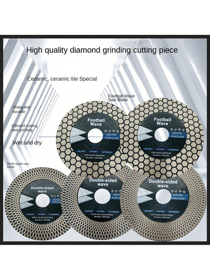 Diamond Saw Blades, Net Wave Saw Blades/ Football Wave Saw Blades, Grinding And Cutting Discs, Suitable For: Vitrified Tiles/ Ceramics/ Tiles, Grinding And Cutting, Models: 105/115/125mm, Applicabl