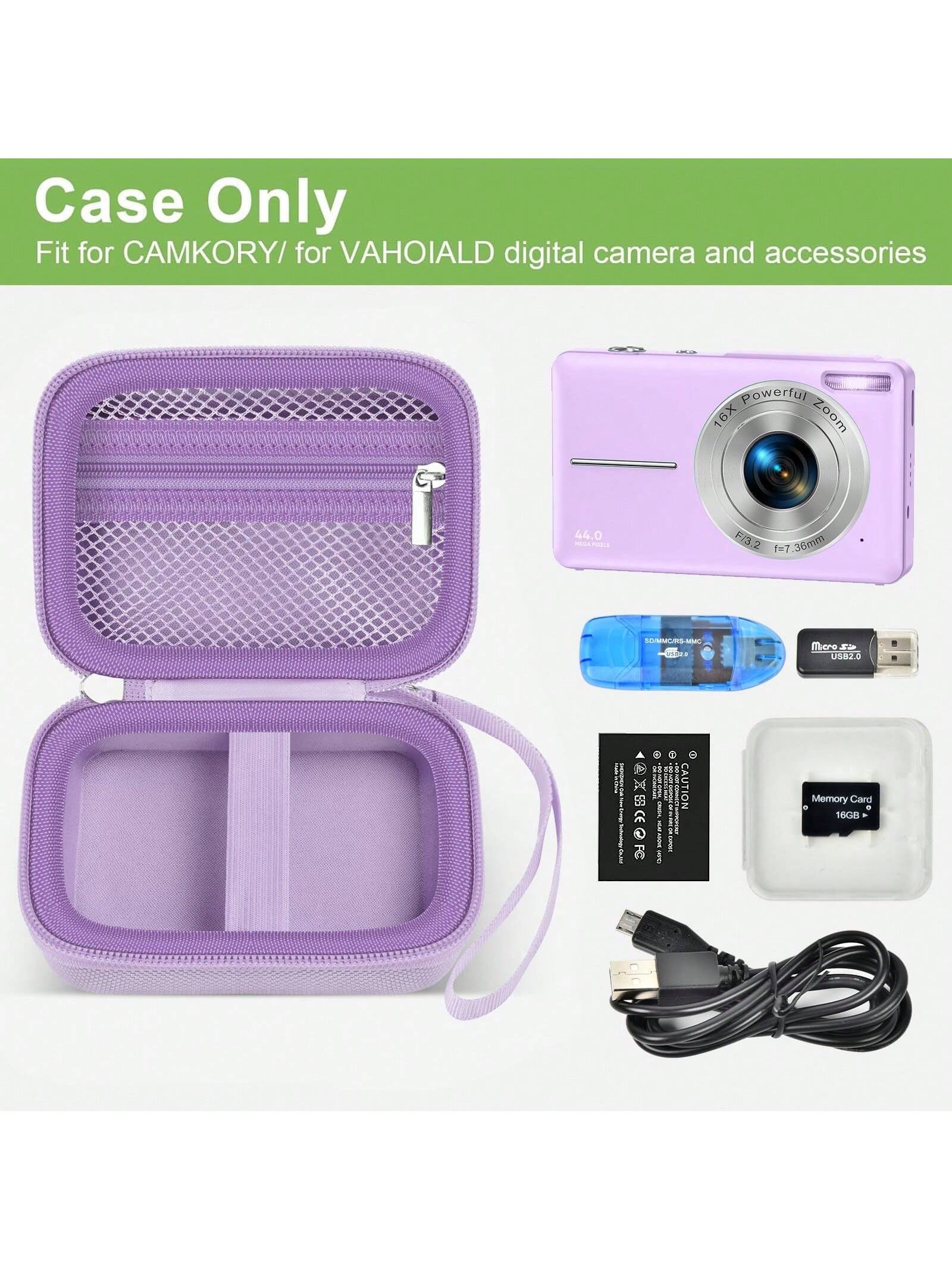 Digital Camera Case Compatible With VAHOIALD FHD 1080P/ For CAMKORY Digital Point And Shoot/For K-ODAK PIXPRO FZ45-BK 16MP Vlogging/For IWEUKJLO/For Nsoela, Holder For SD Card More- (Box Only)
