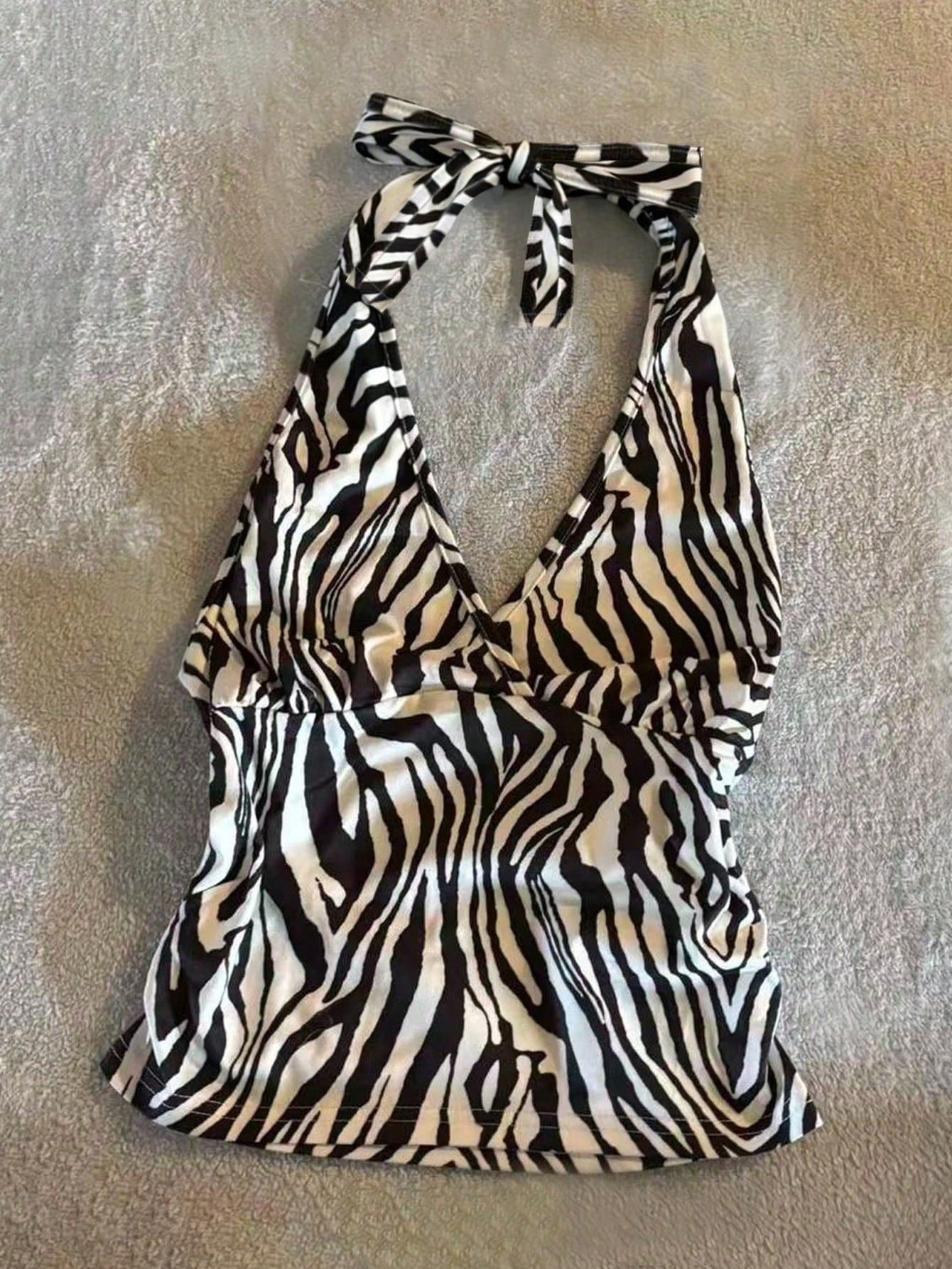Digital Print Women's Halter Neck Tie Back Tank Top