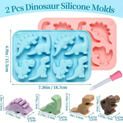 Dinosaur Silicone Mold With Dropper Tool, Suitable For Making Dinosaur Figures On Beach, Home Decor Dinosaur Figurines, Soap Making, Ideal For DIY Creation, Craft And Art Projects