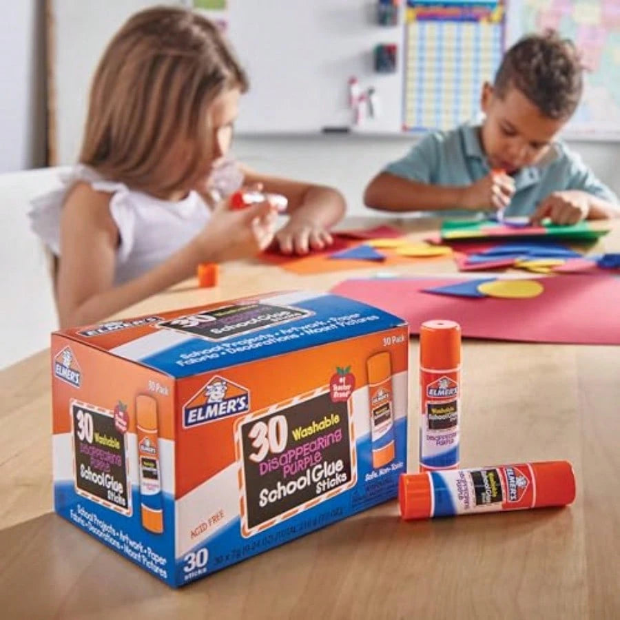 Disappearing Purple School Glue Sticks, Washable, 7 Grams, 30 Count- Posters, Back To School, Bulk Pack For Classrooms, #1 Teacher Brand