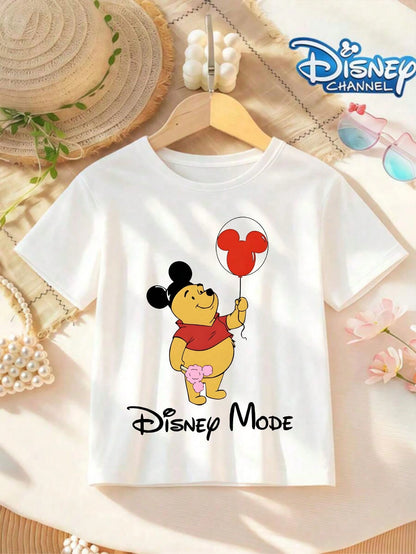 Disney Winnie The Pooh Patterned Baby Jean And T-Shirt Two-Piece Set An Ideal Choice For European And American Street Style And Carnival Party Outfits