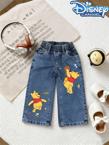 Disney Winnie The Pooh Patterned Baby Jean And T-Shirt Two-Piece Set An Ideal Choice For European And American Street Style And Carnival Party Outfits