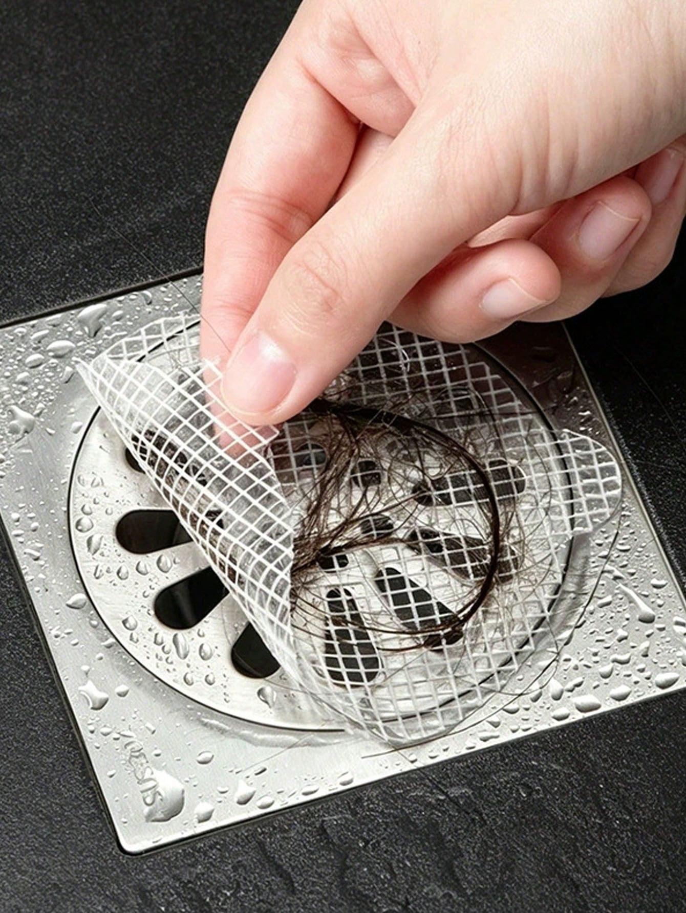 Disposable Shower Drain Hair Catcher Sticker, Waterproof Strong Adhesive, Universal Drain Filter Sticker With Pull Tab, Anti-Clogging Hair Collector, Suitable For Bathroom, Bathtub, Laundry Room Drain